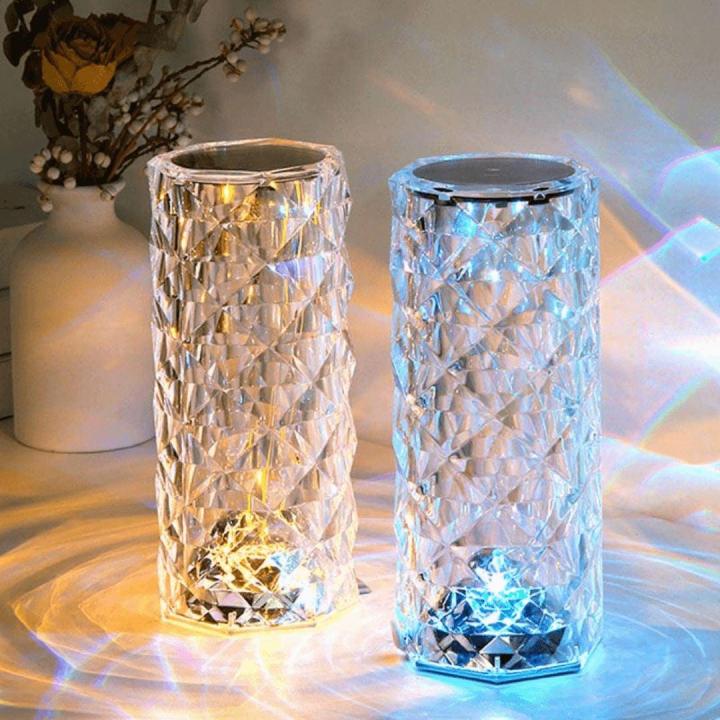 16 Colors Crystal Lamp with vibrant RGB lighting and elegant rose diamond design, perfect for home décor.